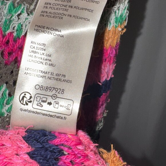 Free People Multicolor Striped Flared Sleeve Sweater Women's Size Medium - Picture 7 of 7